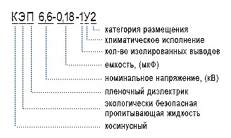 Маркировка конденсаторов КЭП для RC-цепей